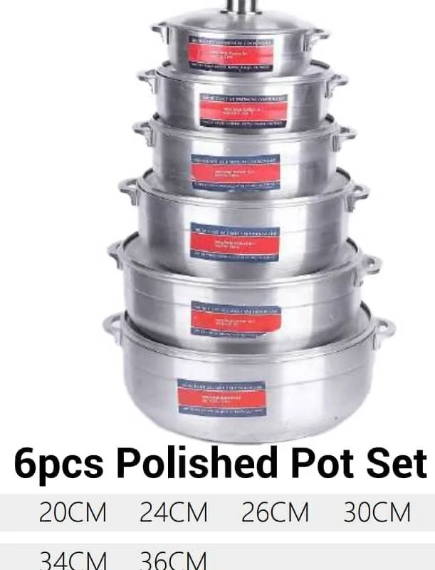 6-Piece Polished Aluminium Pot Set